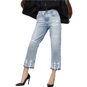 Diesel Womens Aryel SP Jeans High Rise Straight Distressed Light Wash Sz 26 EUC